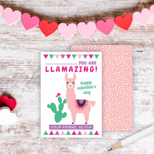 Tarjetas de San Valentín de Llama Rosa Llamazing p