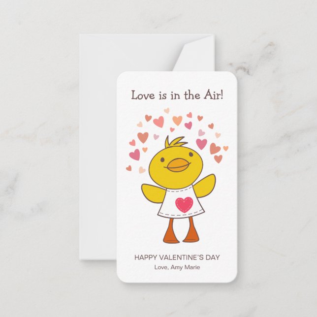 Tarjetas de San Valentín de patito Amor en el Aire (Anverso)