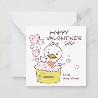 Tarjetas de San Valentín de patito en bañera con c