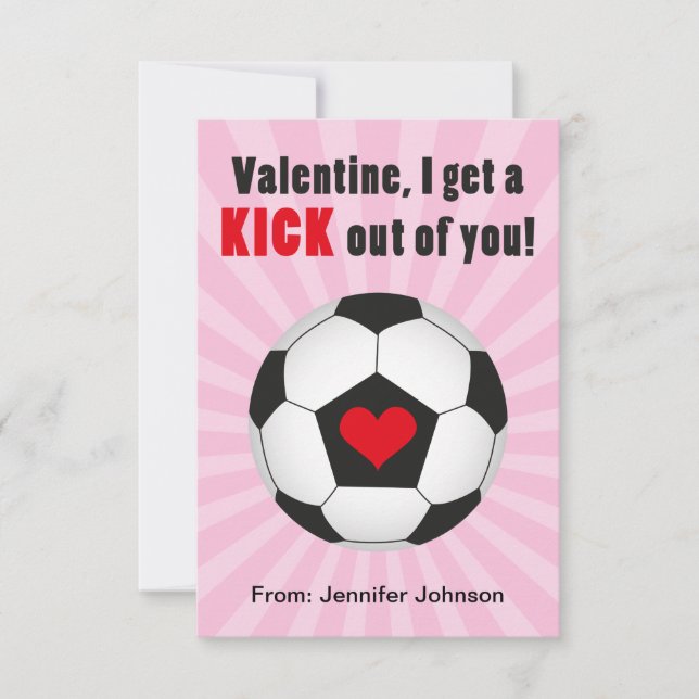 Tarjetas de San Valentín de salón de fútbol rosa p (Anverso)