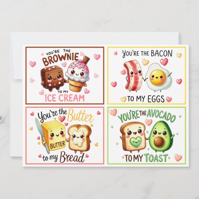 Tarjetas de San Valentín Lindas y Kawaii para el A (Anverso)