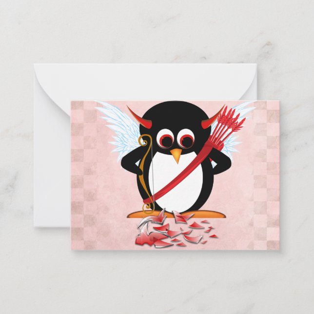 Tarjetas de San Valentín Malvado Pingüino (Anverso)
