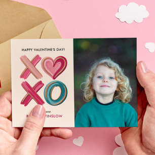 Tarjetas de San Valentín para clase con foto XOXO 
