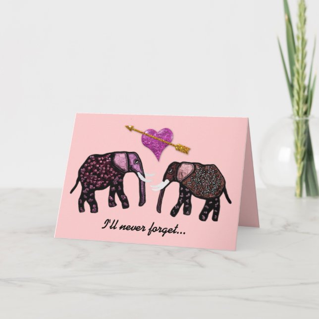 Tarjetas de San Valentín para elefantes rosados me (Anverso)
