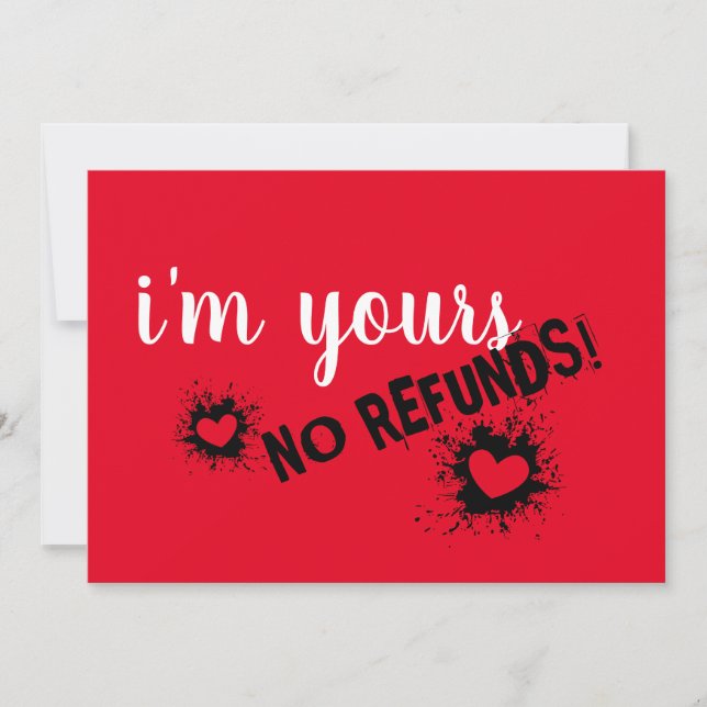 Tarjetas de San Valentín 'Soy tuyo, sin reembolsos (Anverso)