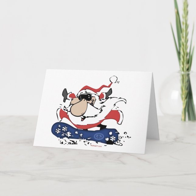 Tarjetas de Santa de la snowboard (Anverso)