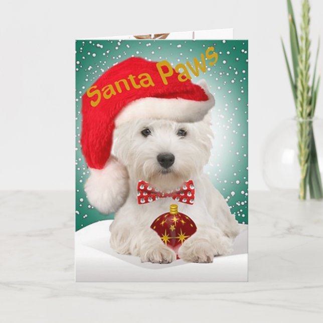 Tarjetas de Santa Paws de West Highland Terrier (Anverso)