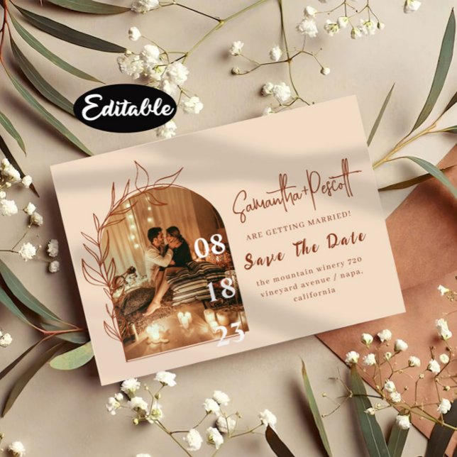 Tarjetas de Save The Date con Arco de Follaje Romá (Subido por el creador)