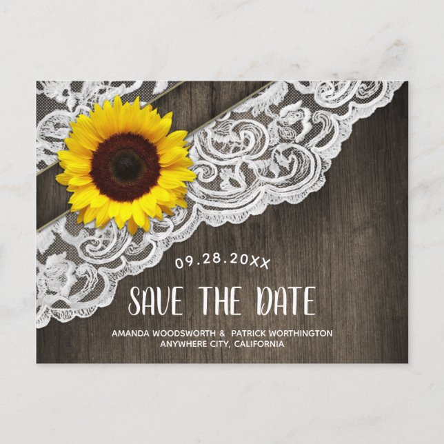 Tarjetas de Save The Date de boda de madera de gir (Anverso)
