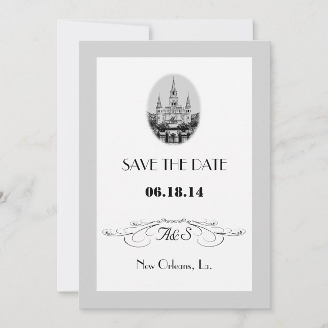 Tarjetas de "Save the Date" de Jackson Square de N (Anverso)
