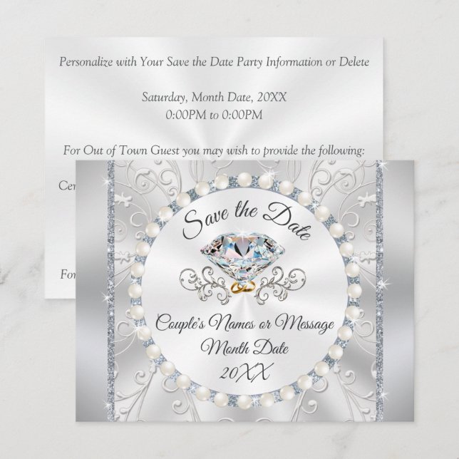 Tarjetas de "Save the Date" para Bodas de Plata (2 (Anverso / Reverso)