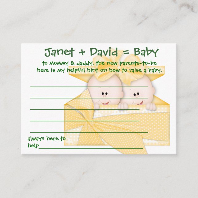 Tarjetas de seña útiles para juegos de Baby Shower (Anverso)