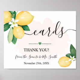 Tarjetas de Señal de Limones Rosa Boda Recepción