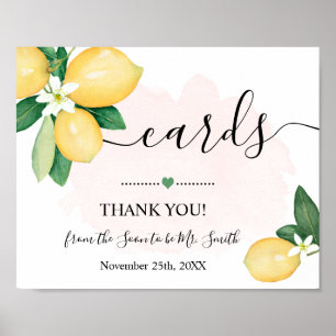 Tarjetas de Señal de Limones Rosa Boda Recepción N