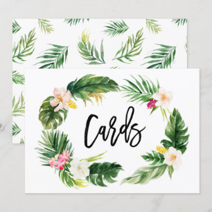 Tarjetas de signo de corona floral tropical acuare