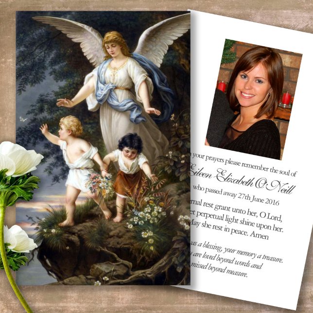 Tarjetas de simpatía Angel Prayer de la Pérdida Fu (Forever in our hearts, celebration of life, in loving memory of, prayer cards for bereavement)