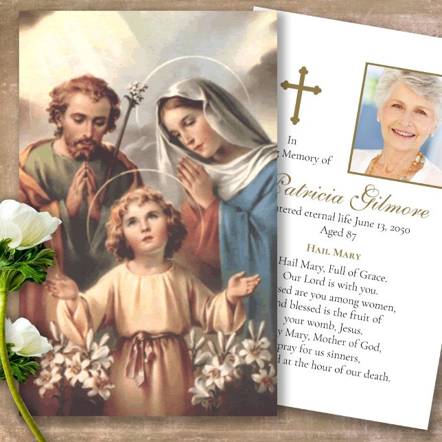 Tarjetas de simpatía conmemorativas de la Sagrada  (catholic, religious, celebration of life, in loving memory of, prayer cards for bereavement)