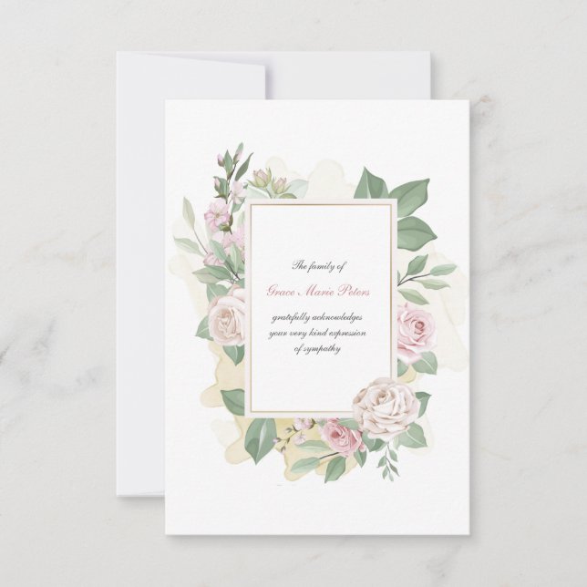 Tarjetas de simpatía de agradecimiento al Rosa (Anverso)