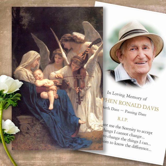 Tarjetas de simpatía de la oración Mary & Angels P (catholic, religious, celebration of life, in loving memory of, prayer cards for bereavement)