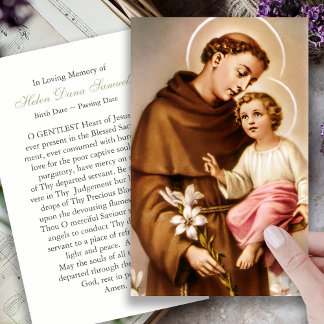 Tarjetas de simpatía de la oración St Anthony Loss