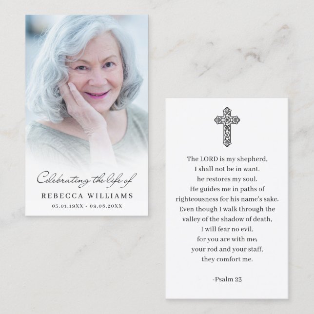 Tarjetas de simpatía de oración con foto de celebr (Anverso / Reverso)