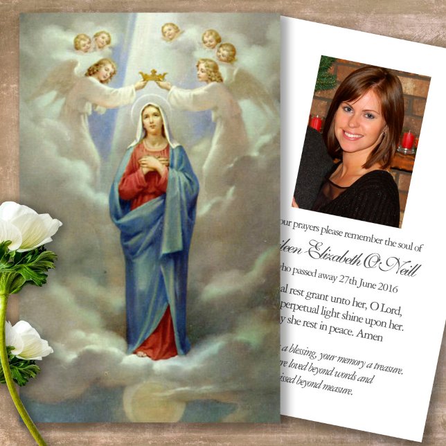 Tarjetas de simpatía por la oración Mary Loss Fune (catholic, religious, celebration of life, in loving memory of, prayer cards for bereavement)
