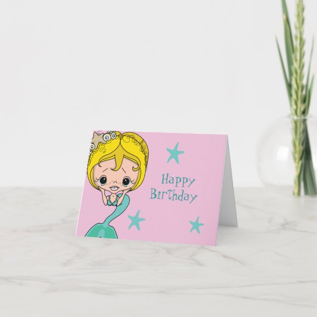 Tarjetas de sirena feliz cumpleaños (Anverso)