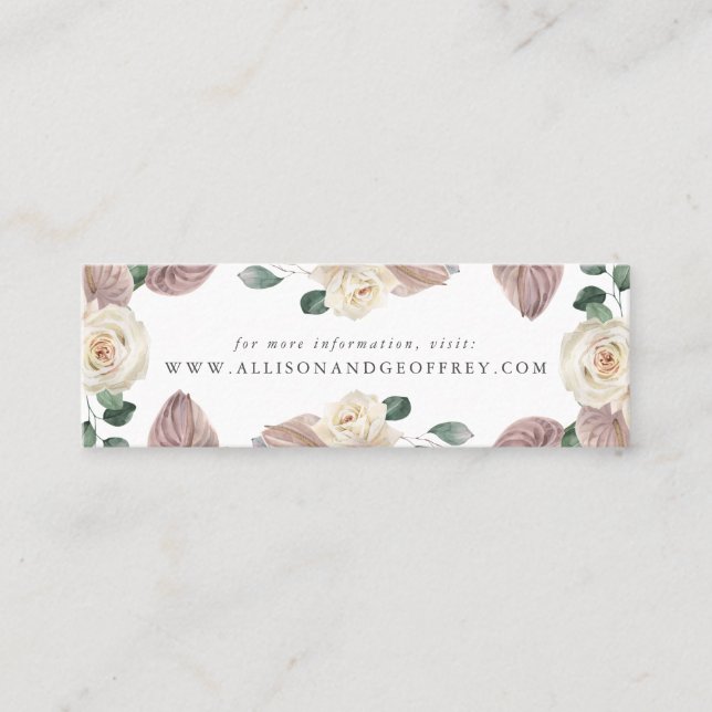 Tarjetas de sitio web de boda de rosas y orquídeas (Anverso)