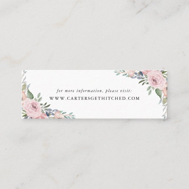 Tarjetas de sitio web de boda florales rosa polvor (Anverso)