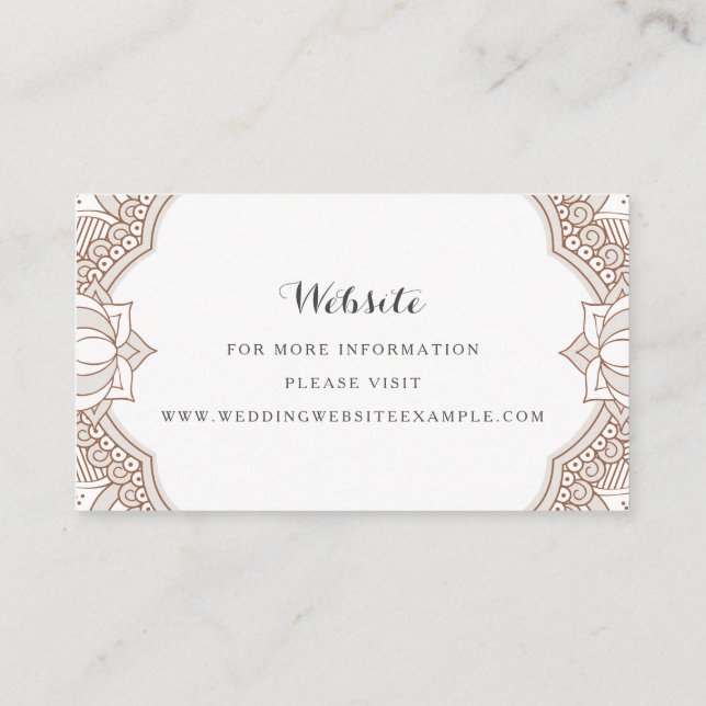 Tarjetas de sitios web elegantes de Mehndi (Reverso)