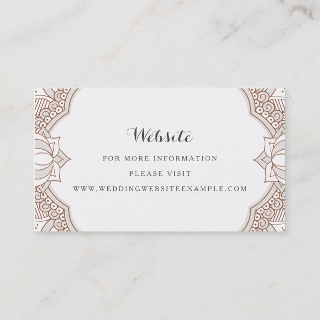 Tarjetas de sitios web elegantes de Mehndi (Reverso)