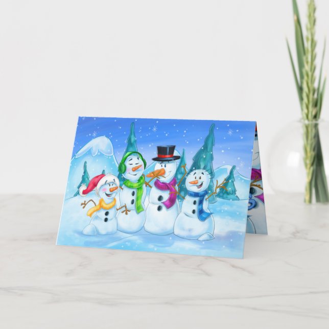 Tarjetas de snowmen familiares (Anverso)