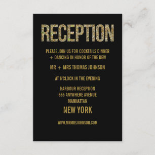 Tarjetas de Sobres de Recepción de Glitter de Oro 