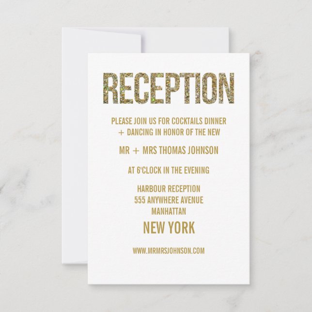 Tarjetas de Sobres de Recepción de Oro Blanco con  (Anverso)