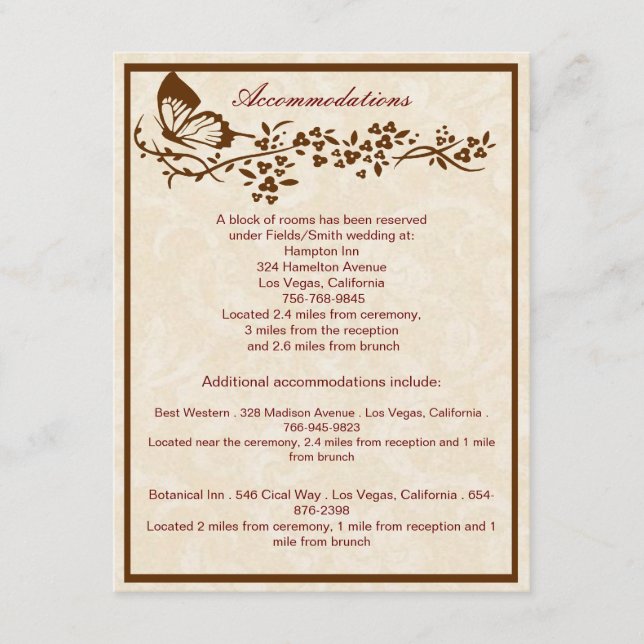 Tarjetas de Sobres para Boda de Mariposa Elegantes (Anverso)