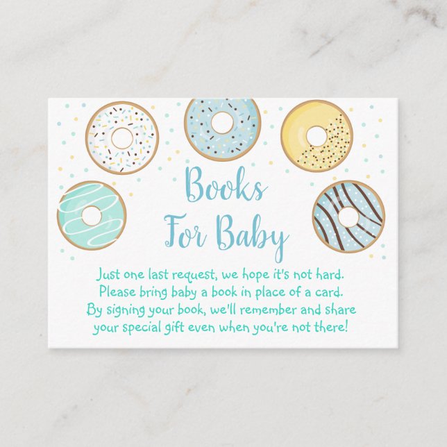 Tarjetas de solicitud de Baby Shower de donut azul (Anverso)