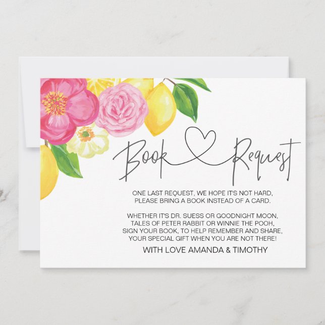 Tarjetas de solicitud de Baby Shower de Lemon Flor (Anverso)