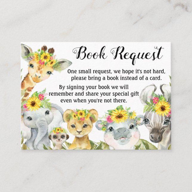 Tarjetas de solicitud de Baby Shower de Sunflower  (Anverso)