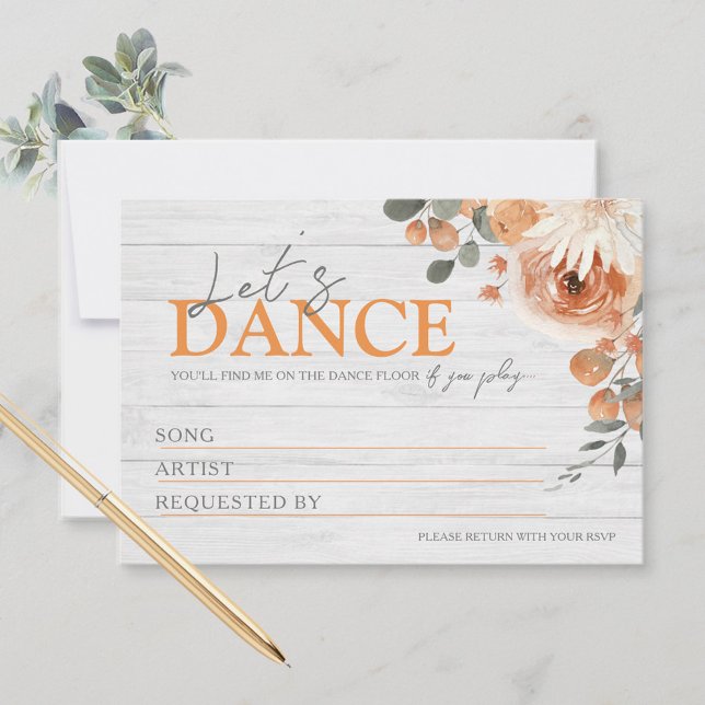 Tarjetas de solicitud de canción de boda de madera (Watercolor Floral Wood Wedding Song Request Cards)