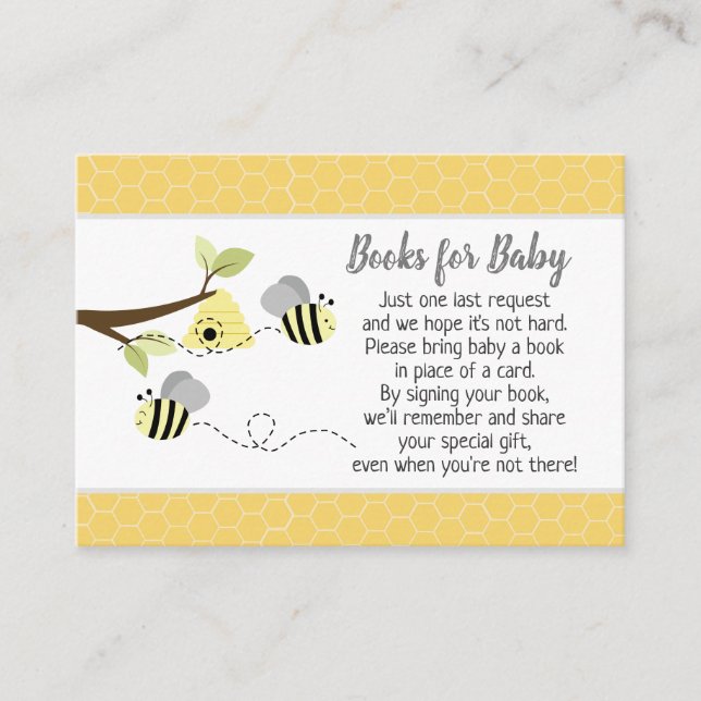 Tarjetas de solicitud de libro Baby Shower Bumble  (Anverso)