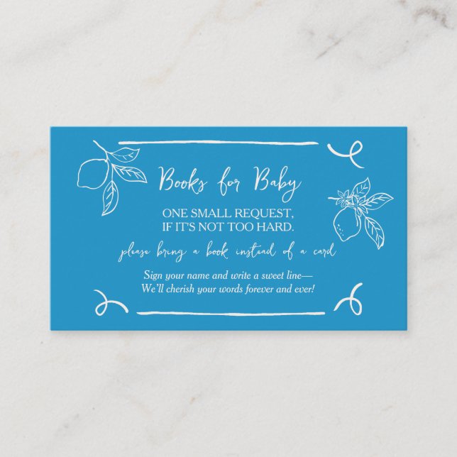 Tarjetas de solicitud de libro Baby Shower con lim (Anverso)
