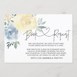 Tarjetas de solicitud de libro de Blue Floral Boy