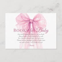 Tarjetas de solicitud de libros de lazo rosa elega