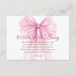 Tarjetas de solicitud de libros de lazo rosa elega
