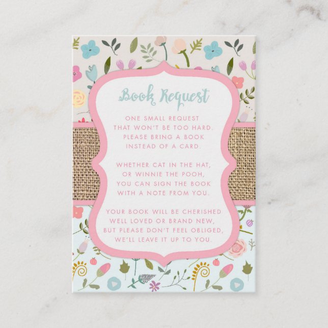 Tarjetas de solicitud de libros de Shabby Chic Bab (Anverso)