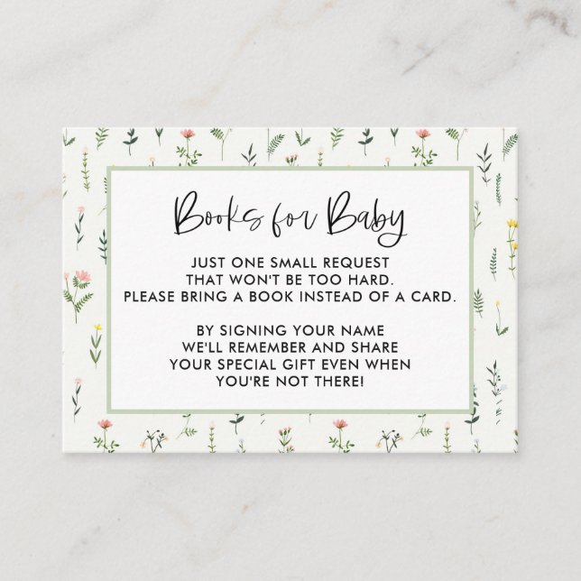 Tarjetas de solicitud de libros para Baby Shower W (Anverso)