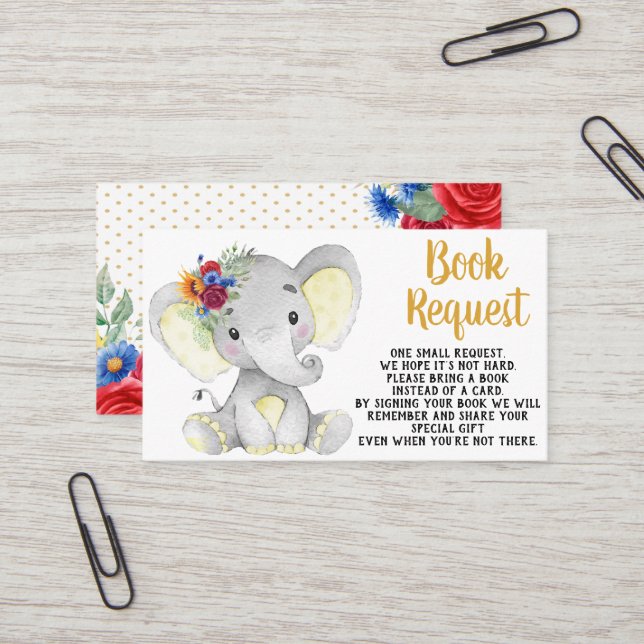 Tarjetas de solicitud de libros para elefantes Ros (Anverso/Reverso In Situ)