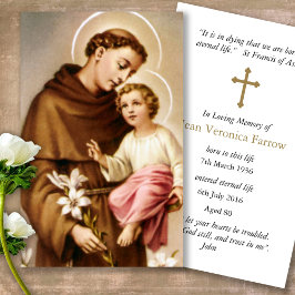 Tarjetas de solidaridad con la oración St Anthony 