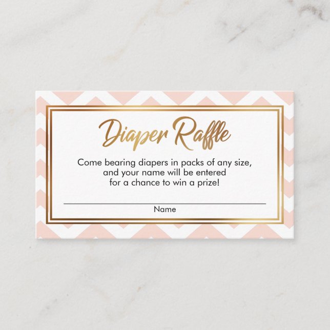 Tarjetas de sorteo de pañales con Chevron en Rosa  (Anverso)