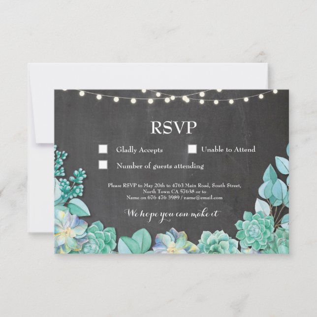 Tarjetas de sucesión de Boda Chalk Mint de RSVP in (Anverso)